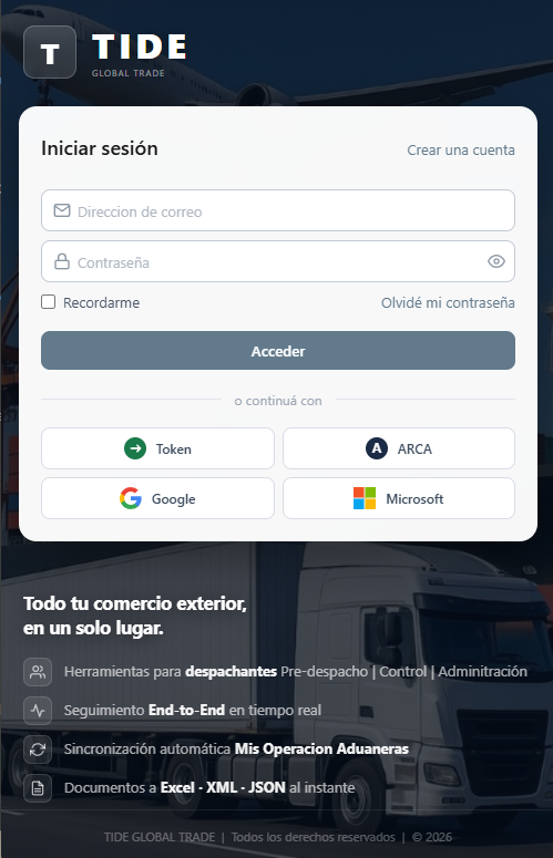 TIDE Global Trade on a mobile device